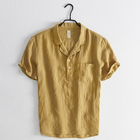 100% Linen S - 3XL Men'S Casual Shirt Short Sleeve Soild Color Single Button