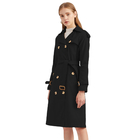 OEM Women'S Classic Double Breasted Mid -  Long Cotton Coat With Belt S-3XL
