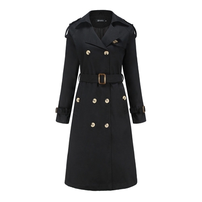 OEM Women'S Classic Double Breasted Mid -  Long Cotton Coat With Belt S-3XL